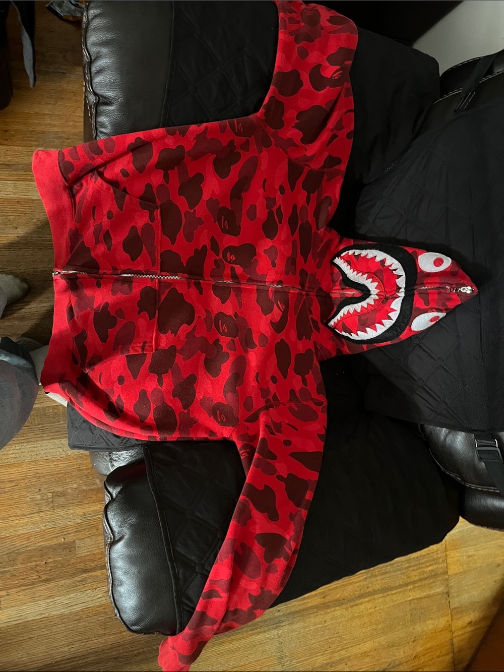 Bape Red Camo Shark Full-Zip Hoodie